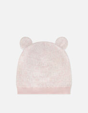 Dolce & Gabbana Knit hat with jacquard logo and ears Rosa LNJAD8G7L5F