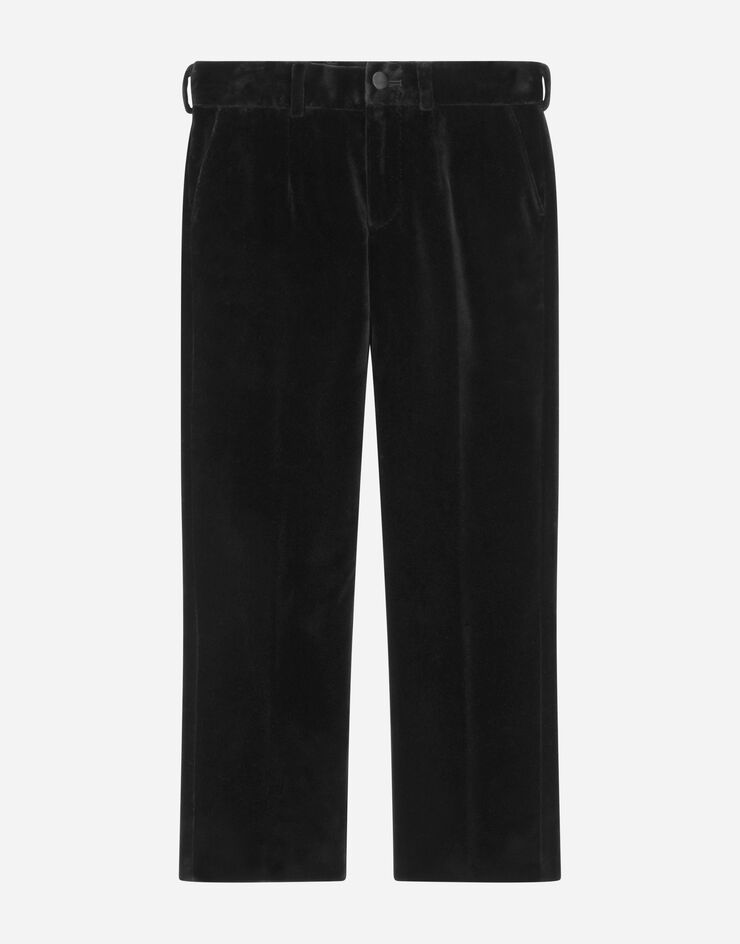 DolceGabbanaSpa Klassische Hose aus Samt Schwarz L44P27G7KK9