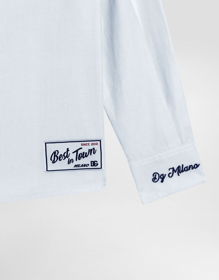 Dolce & Gabbana قميص قطني بتطريز ورقعة Grey L44S46FU609