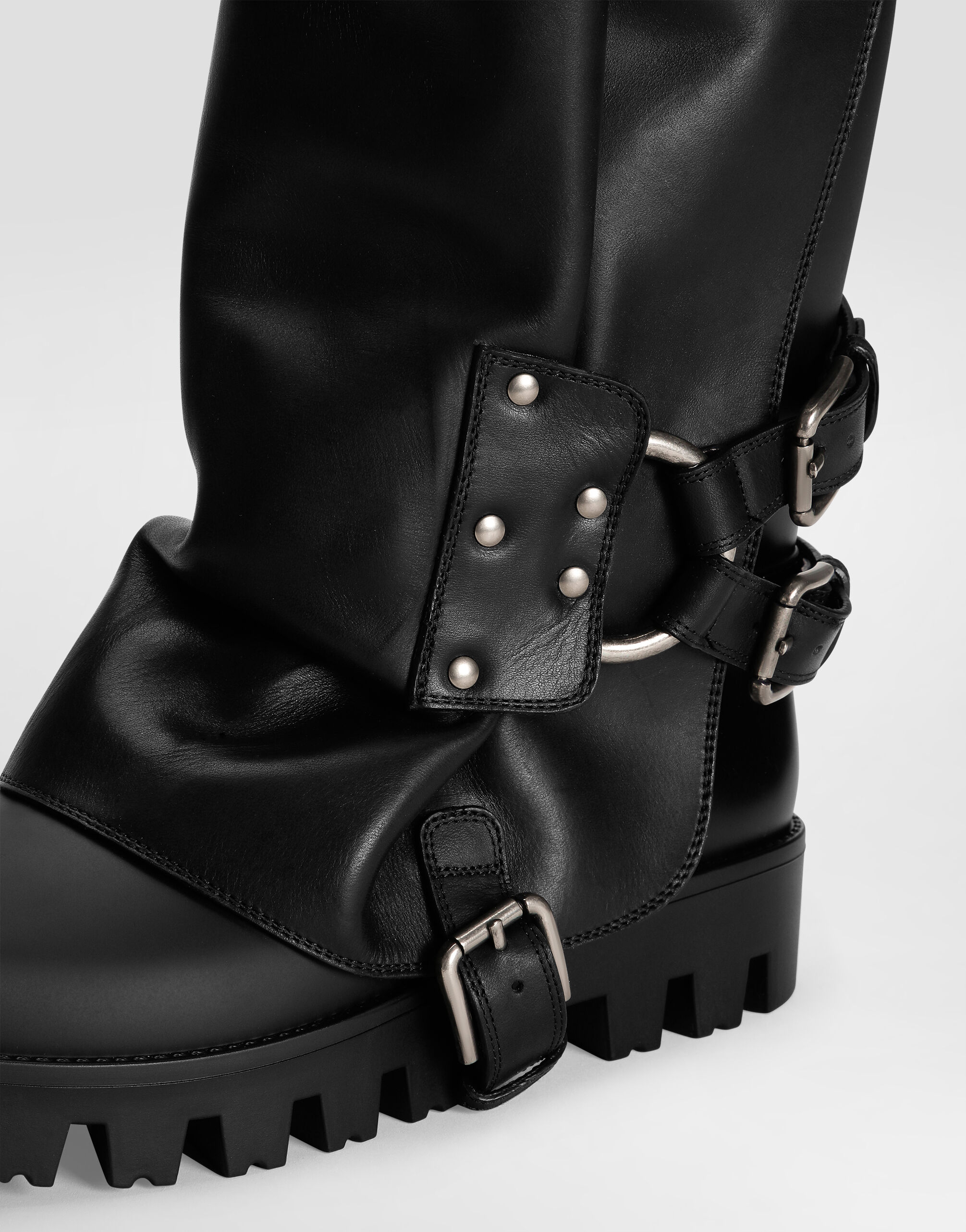 Boots in rubber and calfskin in Black for Women | Dolce&Gabbana® US