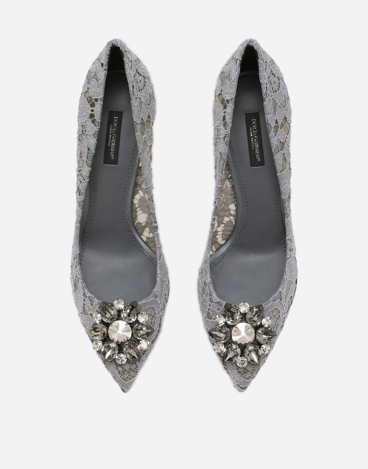 Dolce & Gabbana Zapatos escotados de encaje Taormina con cristales Gris CD0101AL198