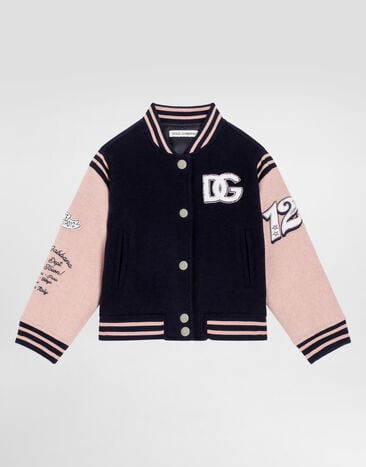 Dolce & Gabbana Long cloth bomber jacket with patch Multicolor L52B03G7PDA