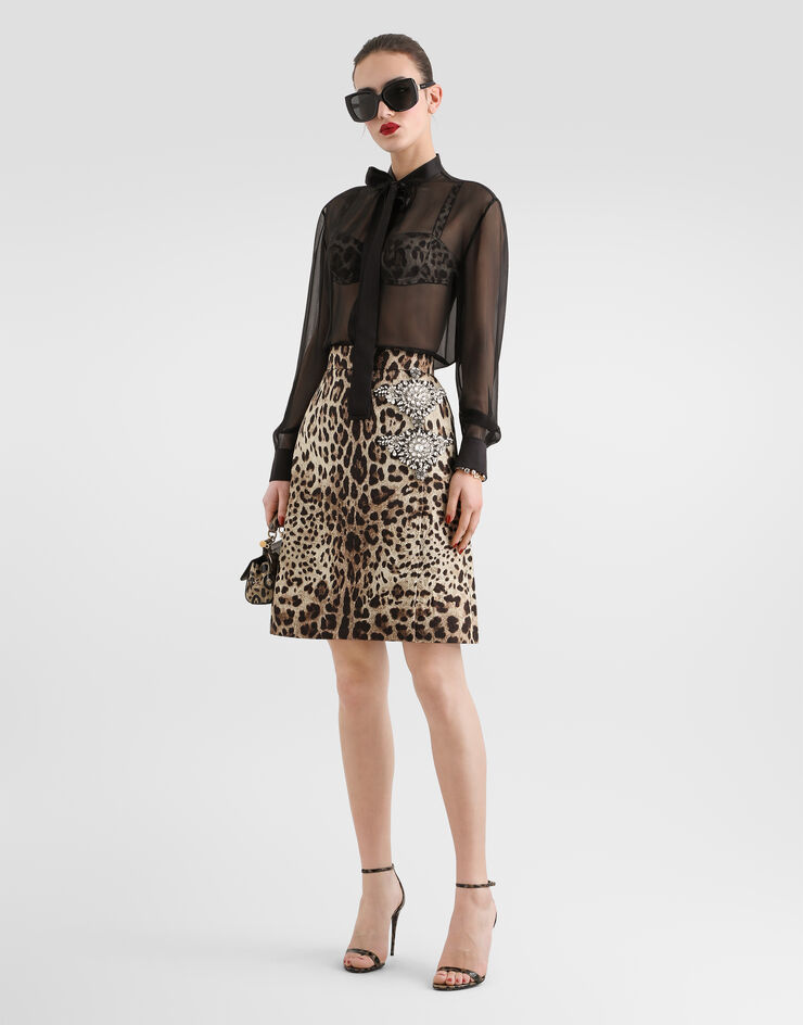 Dolce & Gabbana Silk chiffon shirt with pussy-bow Dolce & Gabbana Silk chiffon shirt with pussy-bow Black F5S81TFU1AT