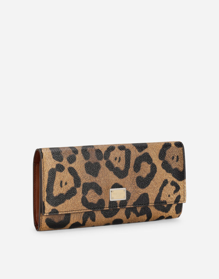 Dolce & Gabbana Portefeuille continental en crespo à imprimé léopard avec plaquette à logo Multicolore BI1369AW384