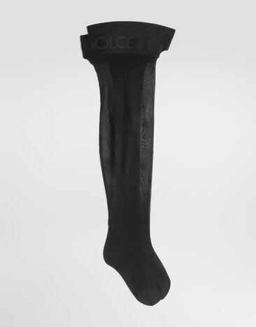 Dolce & Gabbana hold-up stockings with logo Black O4B08TON02S