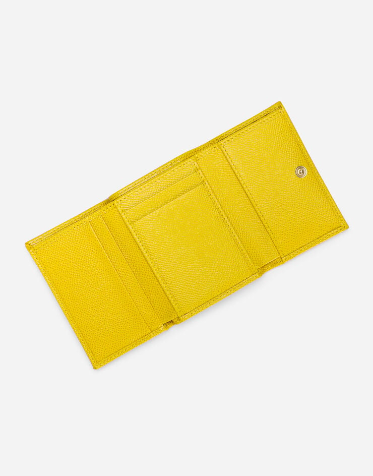 Dolce & Gabbana Portefeuille français à rabat en cuir de veau Dauphine Jaune BI0770A1001