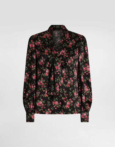 Dolce & Gabbana Small rose bouquet-print satin shirt Multicolor F5T17TFSA8G