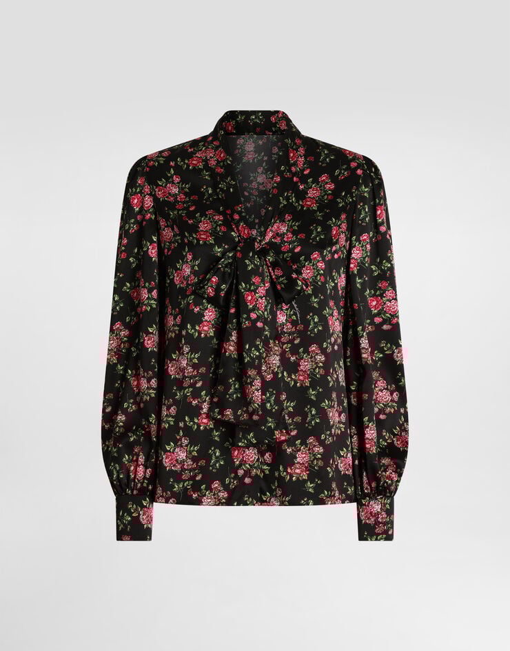 Dolce & Gabbana Small rose bouquet-print satin shirt Multicolor F5T17TFSA8G