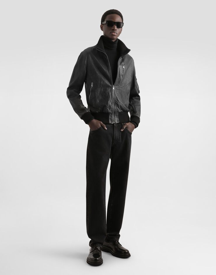 Dolce & Gabbana Aged effect nappa jacket Black G9BQOLHULXI