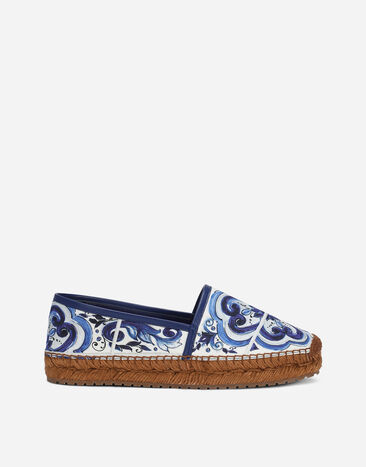 Dolce & Gabbana Printed brocade fabric espadrilles Blue CE0124AS004