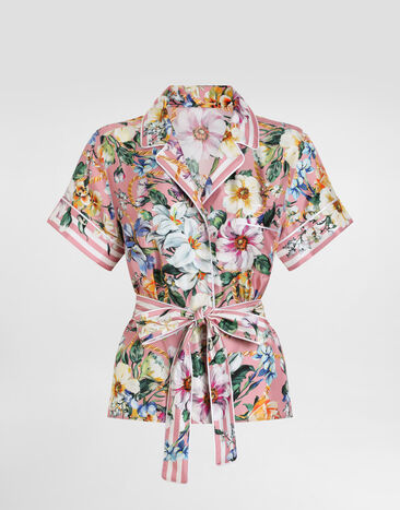 Dolce & Gabbana Twill pajama shirt with floral print Print F5R62TIS1Y6