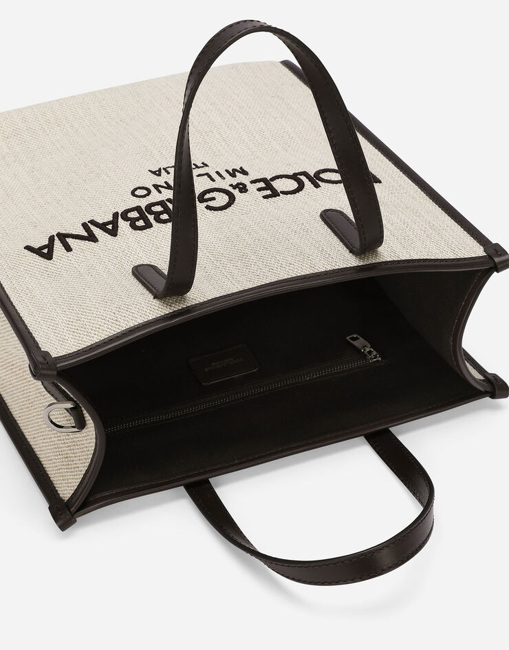 Dolce & Gabbana Маленькая сумка-шоппер из плотной холщовой ткани бежевый BM2259AN233