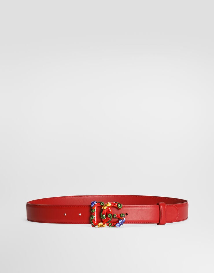 Dolce & Gabbana Cinturón de piel de becerro con hebilla carretto Dolce & Gabbana Cinturón de piel de becerro con hebilla carretto Multicolor BE1712A0634