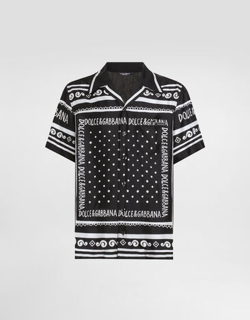Dolce & Gabbana Printed silk and denim shirt Multicolor G5MO3DG8MD8