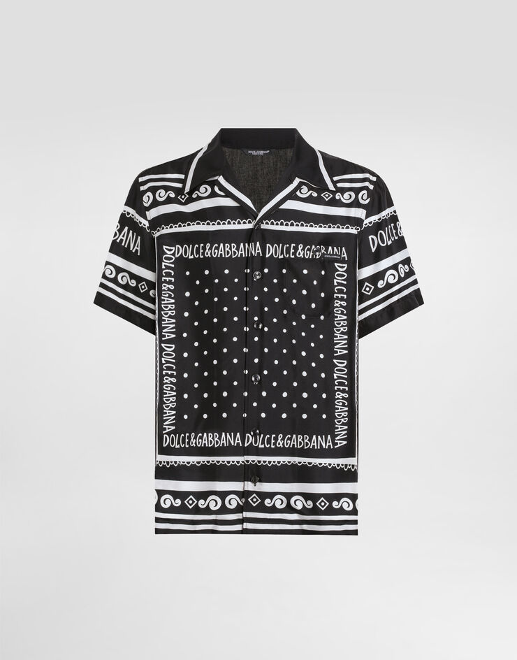 Dolce & Gabbana قميص دنيم وحرير بطبعة متعدد الألوان G5JH9DG8MT6