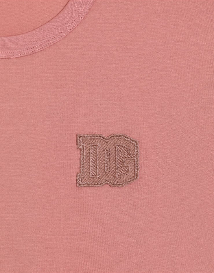 Dolce & Gabbana Camiseta en algodón con parche Pink G8PV1ZG7P3N