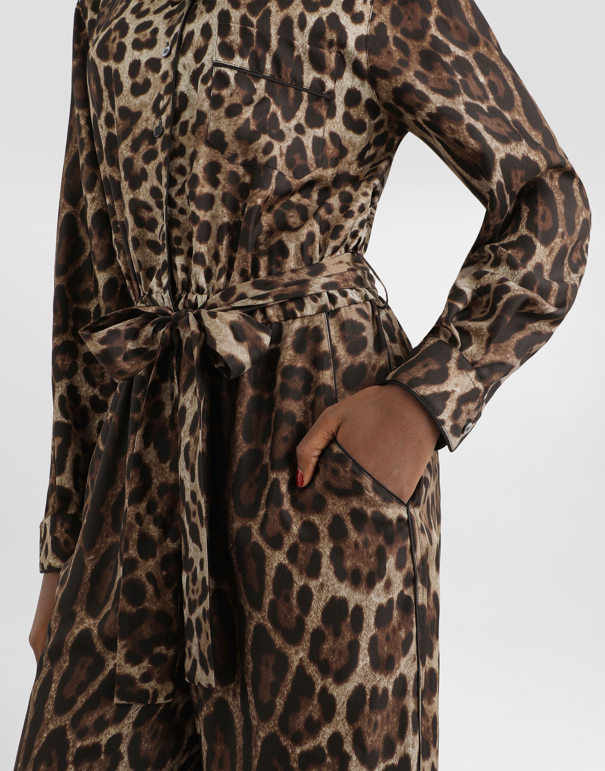 leo-print silk twill jumpsuit in for Women | Dolce&Gabbana® US