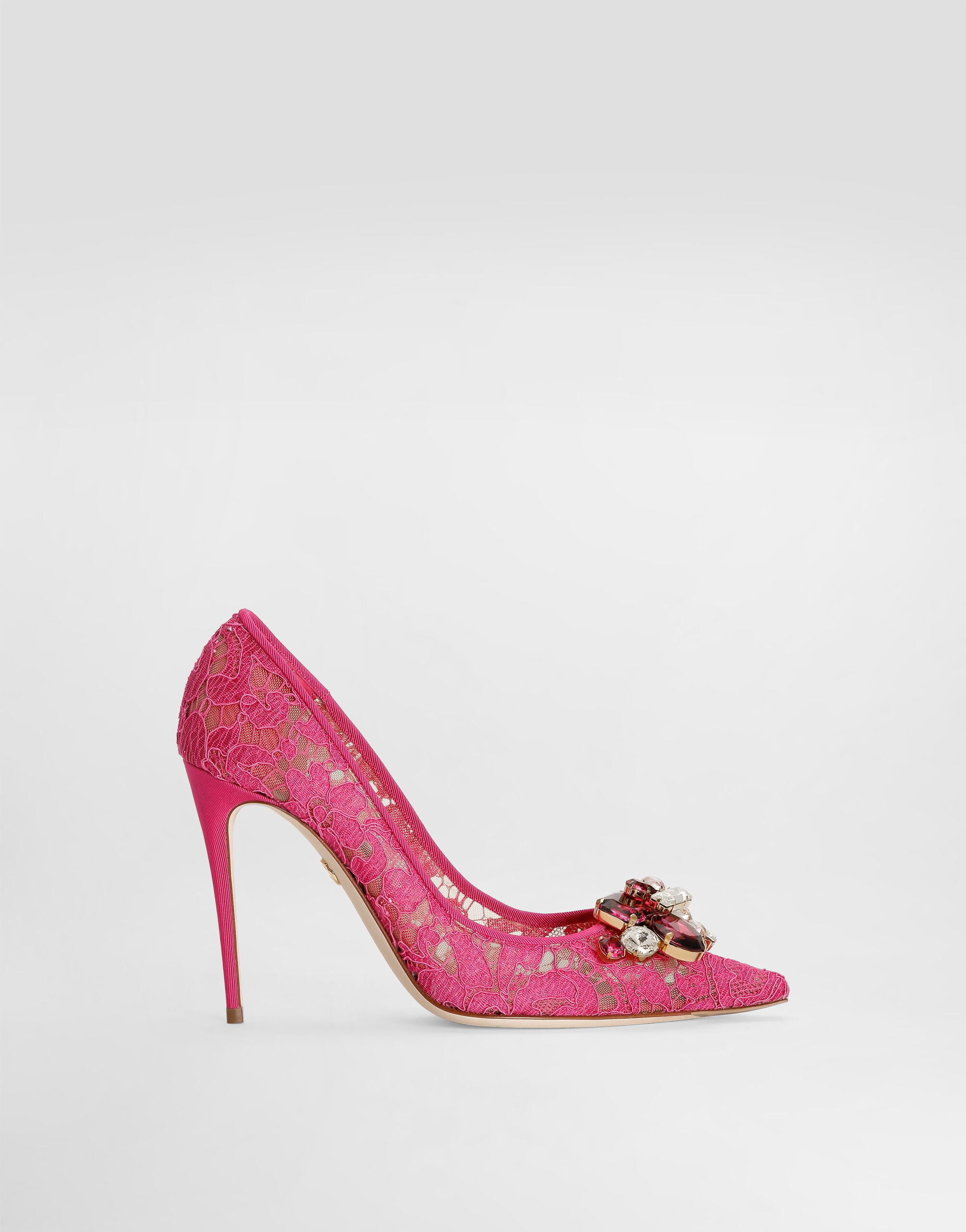 Rainbow lace pumps in lurex lace in Fuchsia for Women