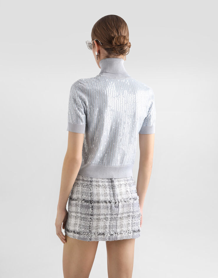 Dolce & Gabbana Paillettenbesetzter Rollkragenpullover Grau FXW40ZJAIQ9
