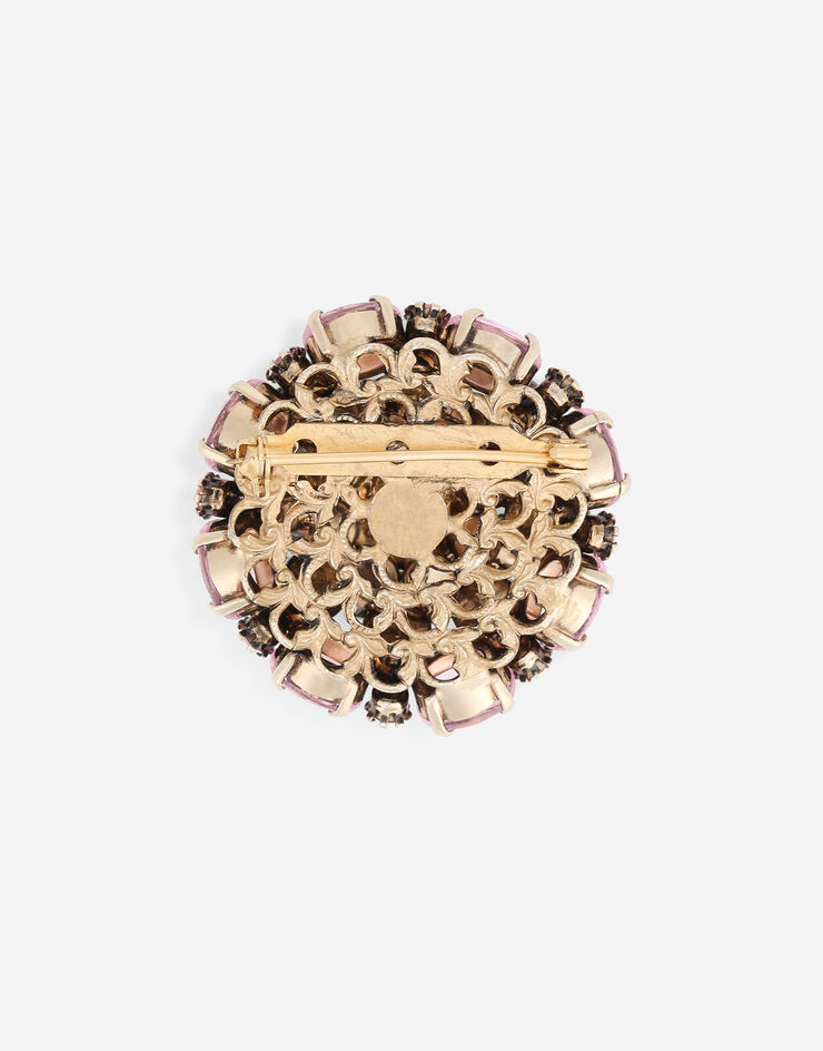Dolce & Gabbana Metal brooch with multi-colored rhinestones Multicolor WPO1M8W1111
