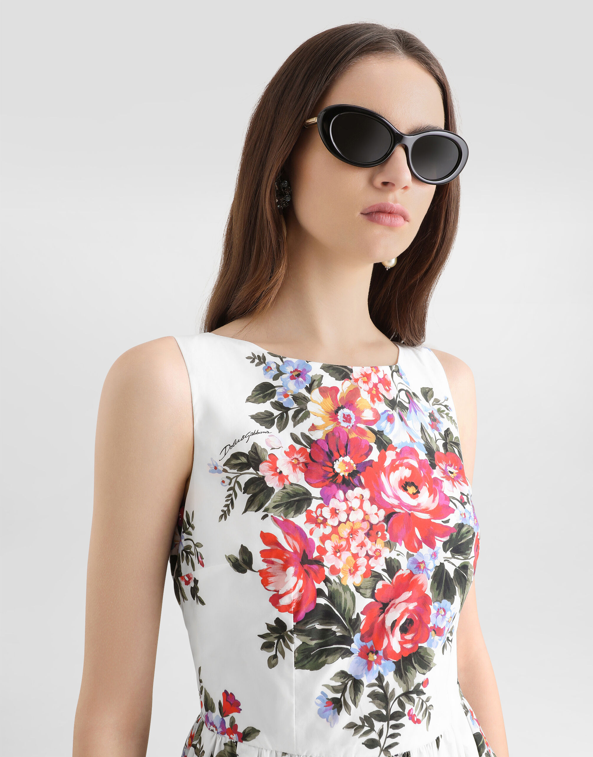 Dolce & Gabbana フラワープリント 半袖ワンピース Flower bouquet-print cotton dress in Multicolor for Women