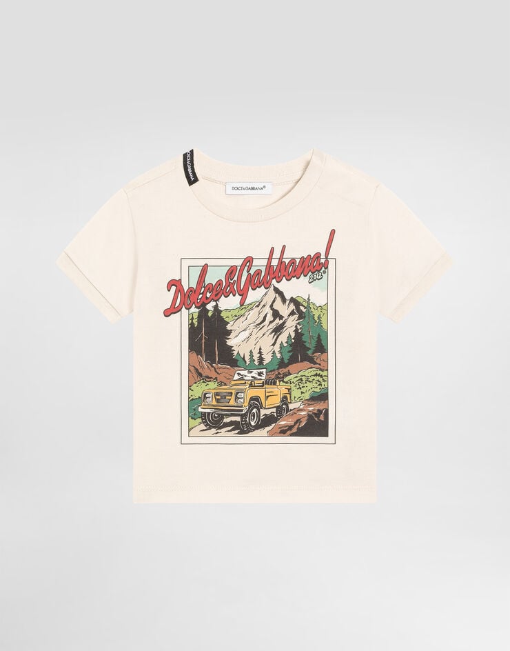 Dolce & Gabbana Jersey t-shirt with postcard print Cream L1JTJDG7PJS