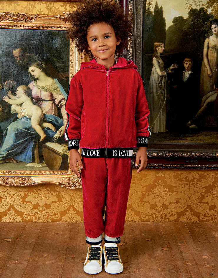 Dolce & Gabbana SMOOTH VELVET ZIP-UP HOODIE 桃红 L5JW1MFUVKQ