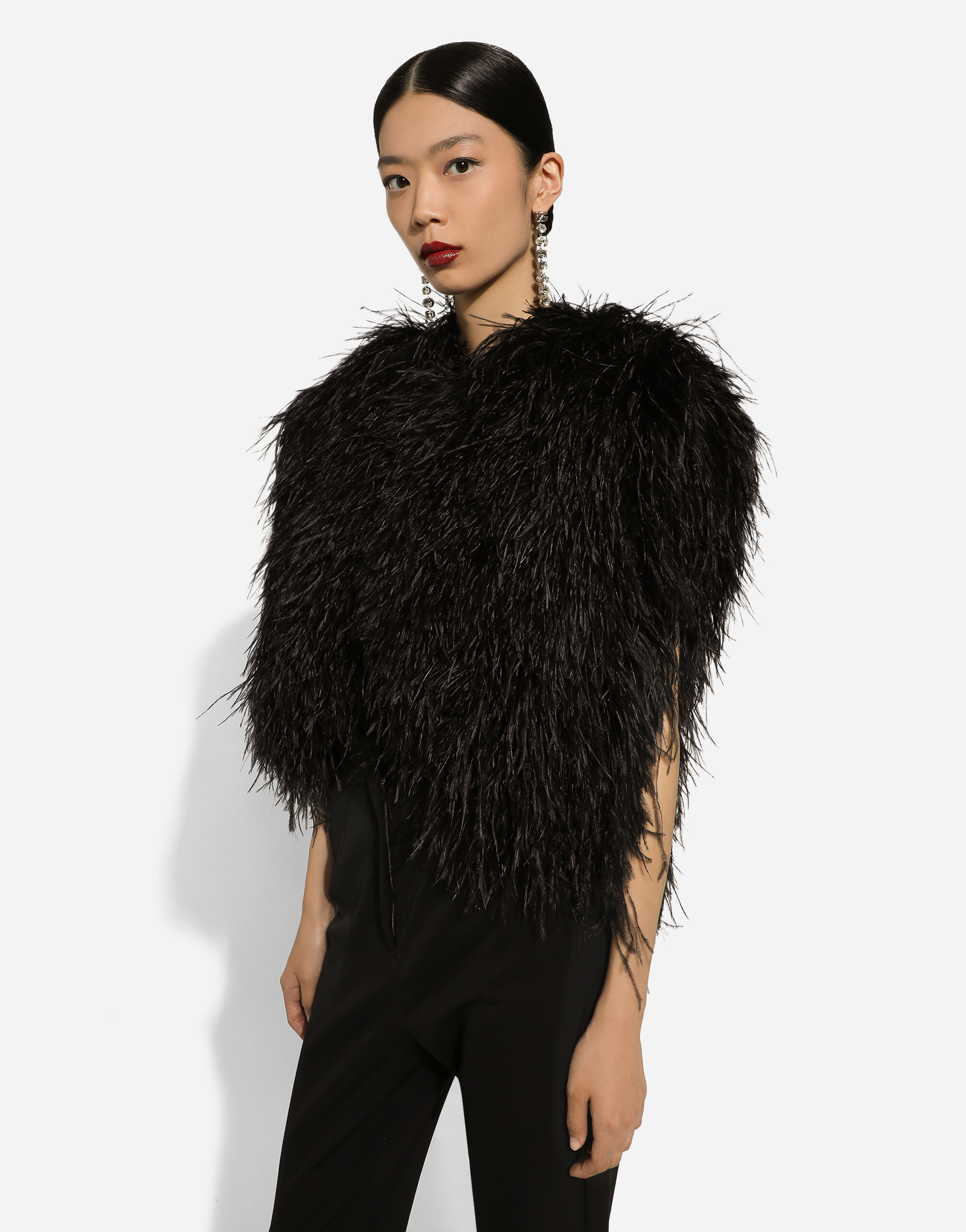 Ostrich feather bolero jacket in Black for Women Dolce Gabbana US