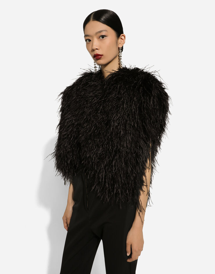 Dolce & Gabbana Ostrich feather bolero jacket Black F26X6FGDBMX