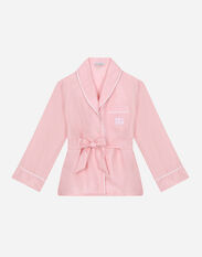 Dolce & Gabbana Silk twill pajama shirt with DG embroidery Rosa L55S84G7M5C
