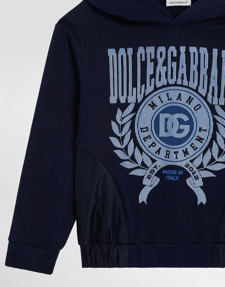 Dolce & Gabbana Jersey hoodie with Dolce&Gabbana print Blue L4JWMCG7PDQ