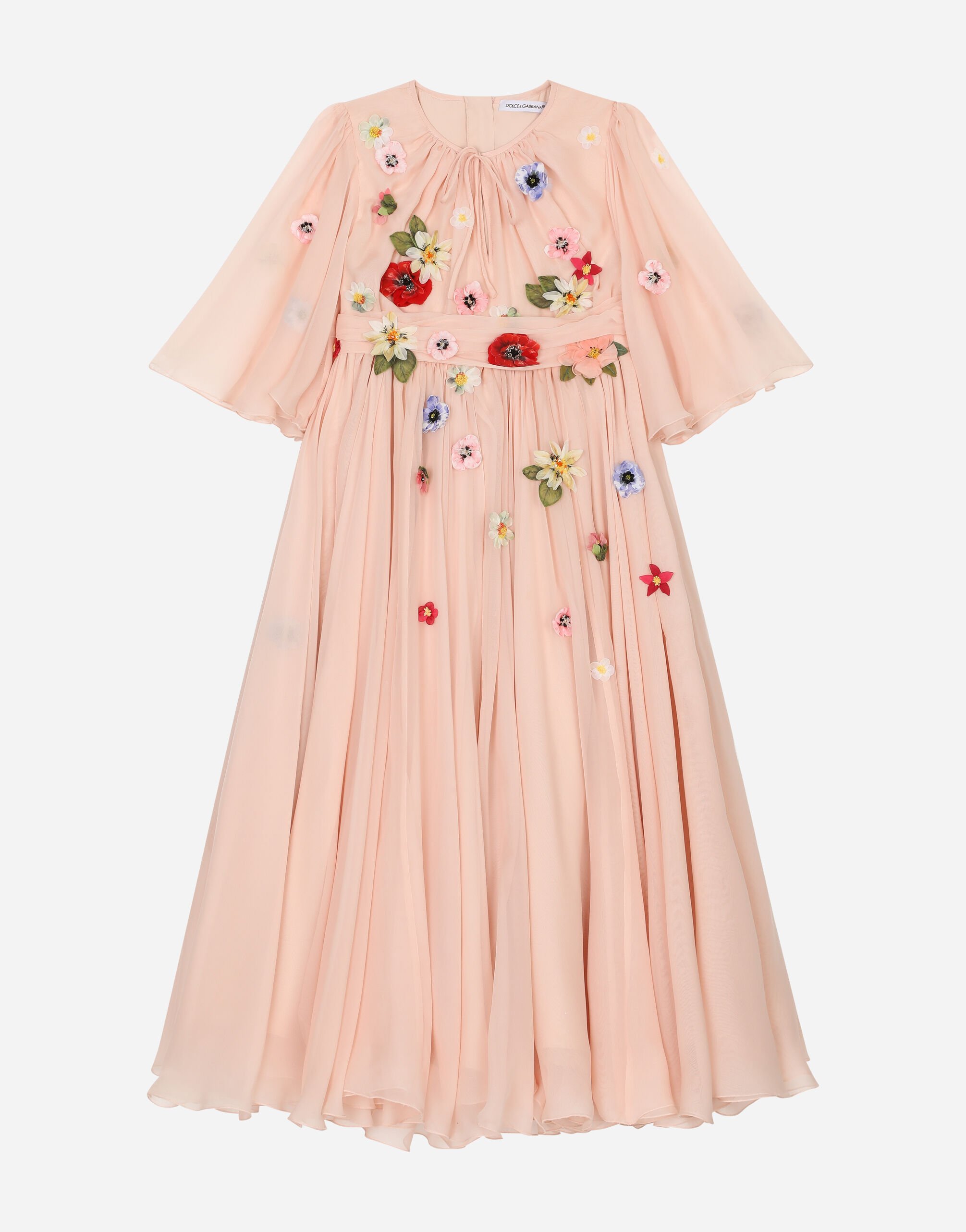 Dolce & Gabbana Short-sleeved chiffon dress Pink L5JD8OG7M4U
