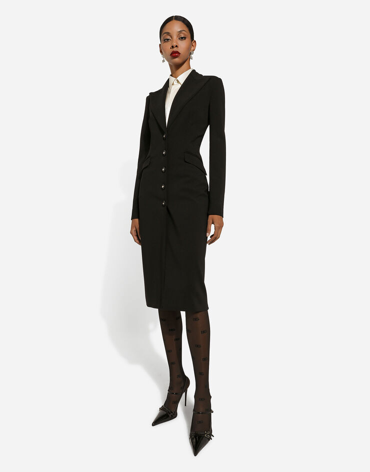 Dolce & Gabbana Jersey Milano rib coat Black F0C3ZTFUGN7