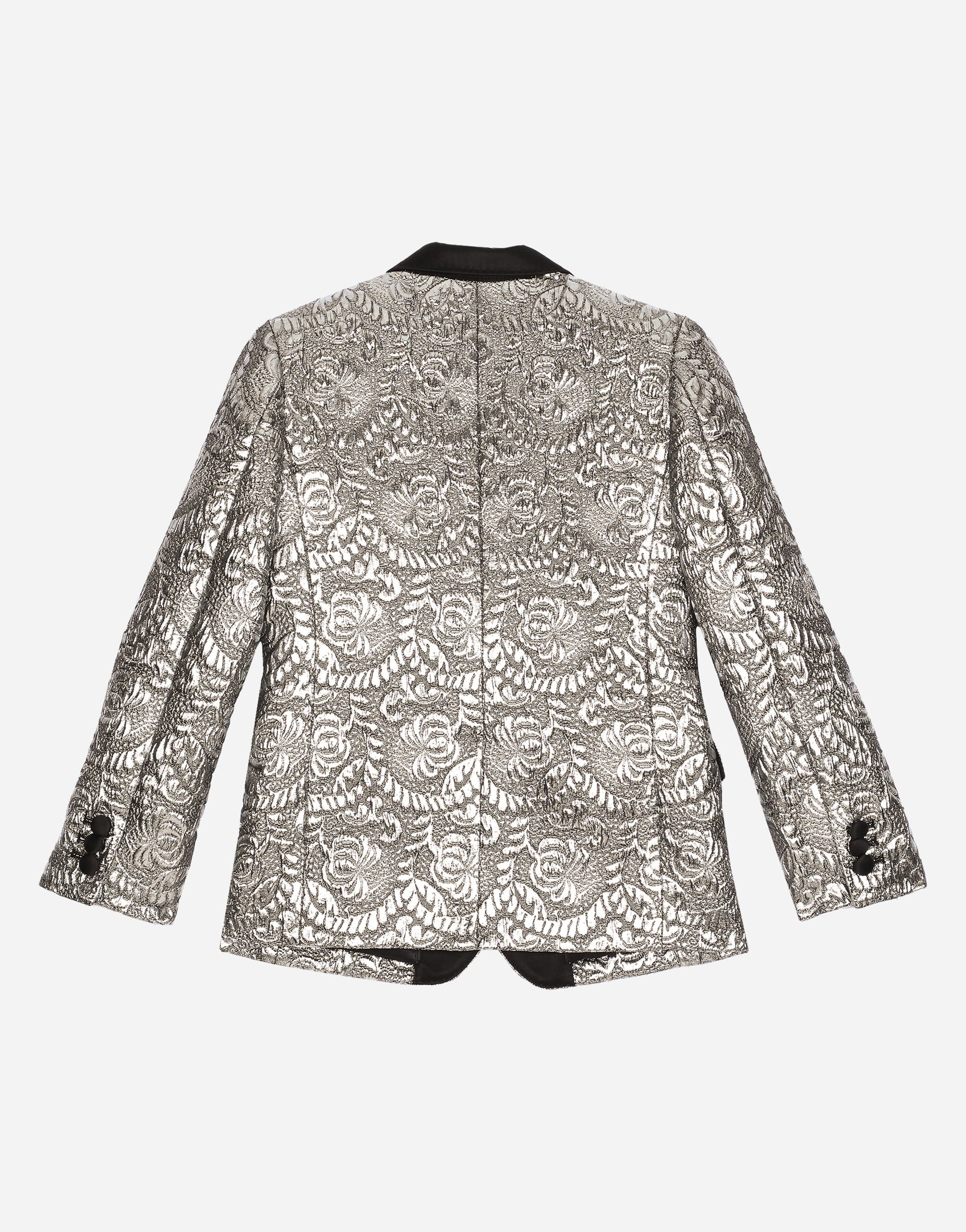 Single-breasted foiled jacquard jacket in Silver for Boys