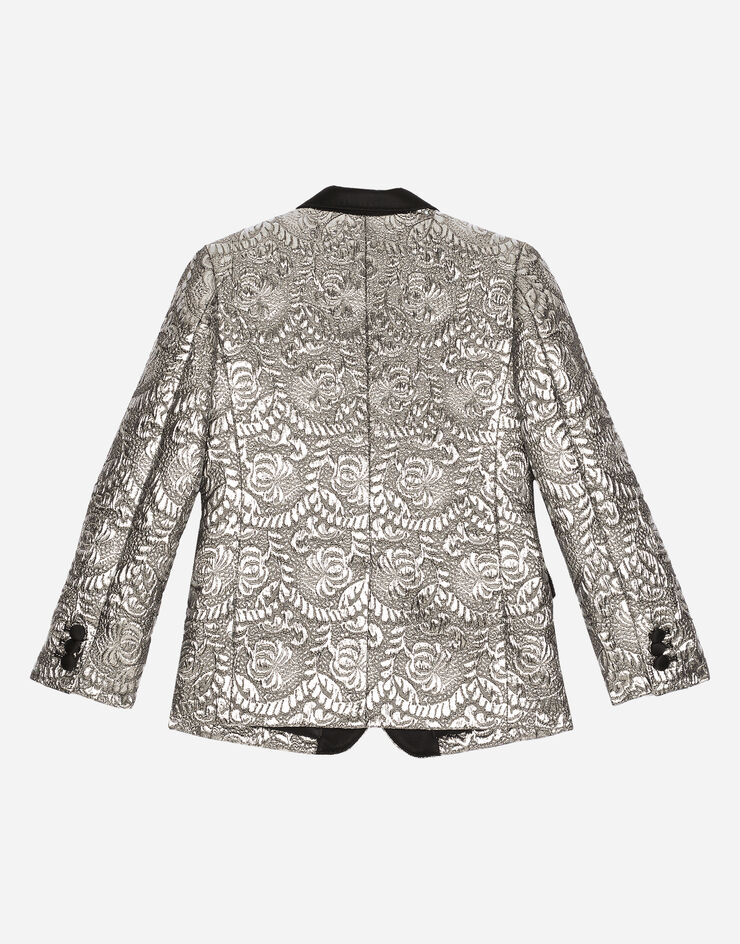 Dolce & Gabbana Однобортный пиджак из ламинированного жаккарда серебристый L41J73FJMZ3
