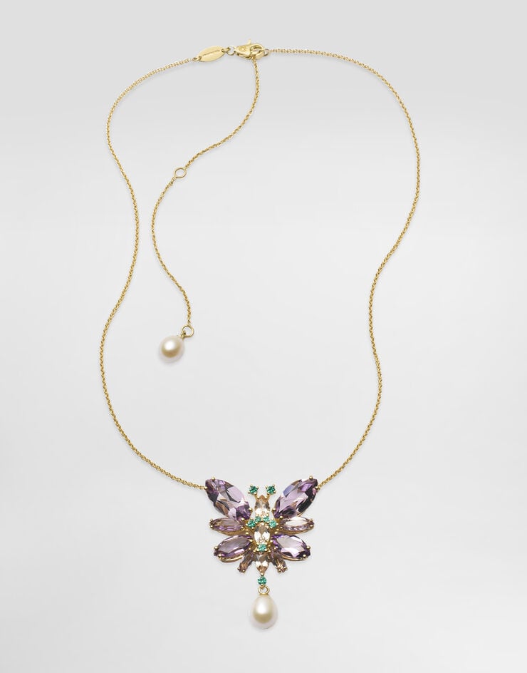 Dolce & Gabbana Butterfly Necklace 18-carat yellow gold and amethysts Gold WAJI1GWAM01