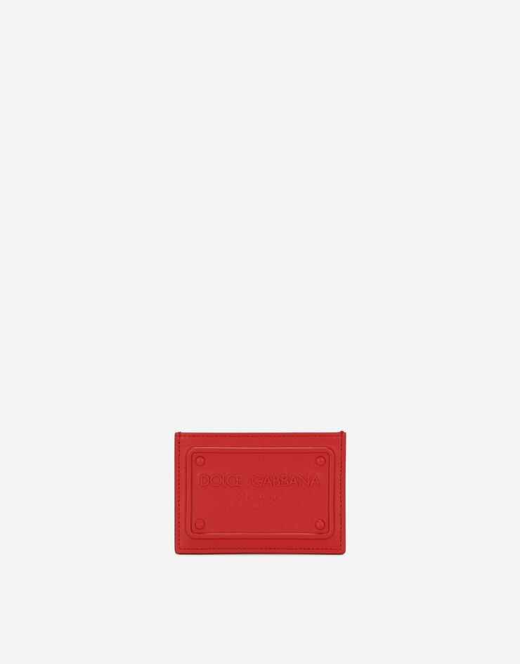 Dolce & Gabbana Porte-cartes en cuir de veau avec logo en relief Rouge BP3239AG218
