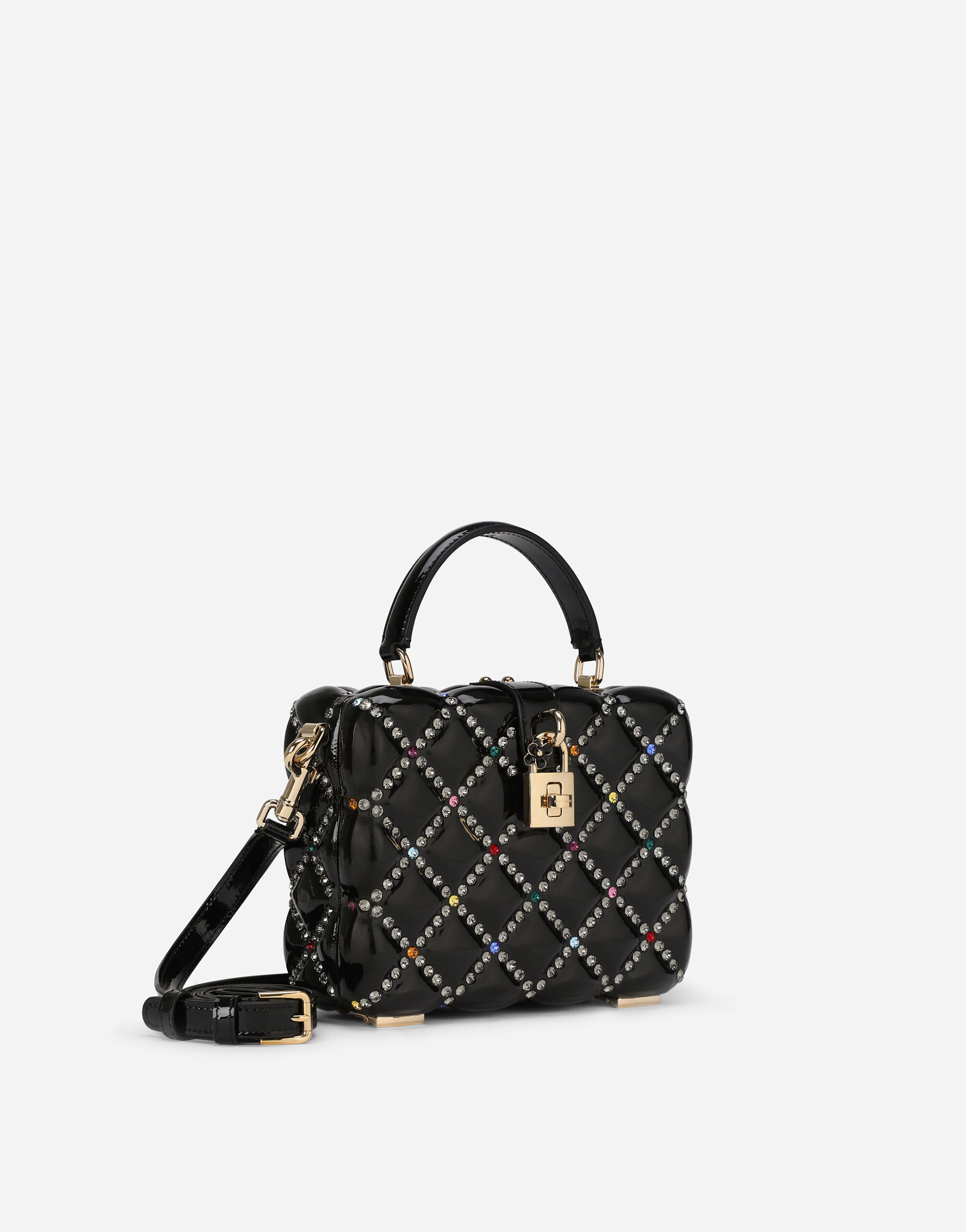 いラインアップ Resin Dolce Box bag with rhinestones キャップ