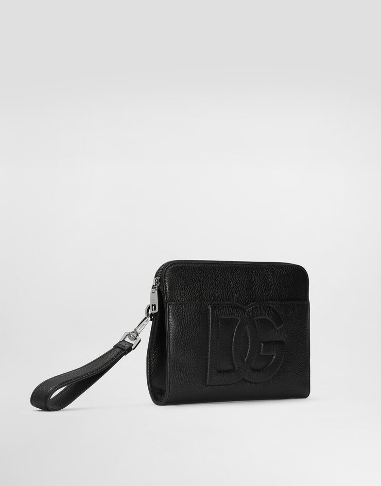 Dolce & Gabbana Mittelgroße Pouch Bag aus Hirschleder Schwarz BM2338A8034