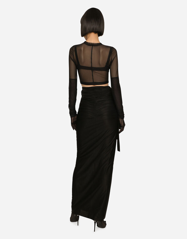 Dolce & Gabbana KIM DOLCE&GABBANA 腰带款防绒平纹针织长款半裙 黑 F4CMWTFUGPH