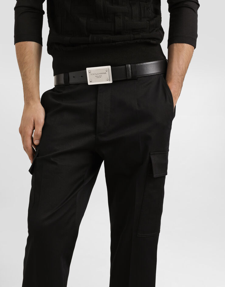 Dolce & Gabbana سروال كارغو قطني أسود GP0Y1TFUFL3