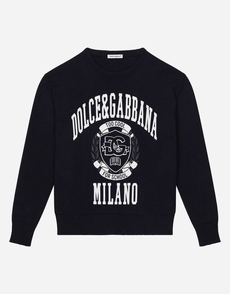 Dolce & Gabbana Pull en coton à logo Dolce&Gabbana Bleu L4KWE2JBCDE