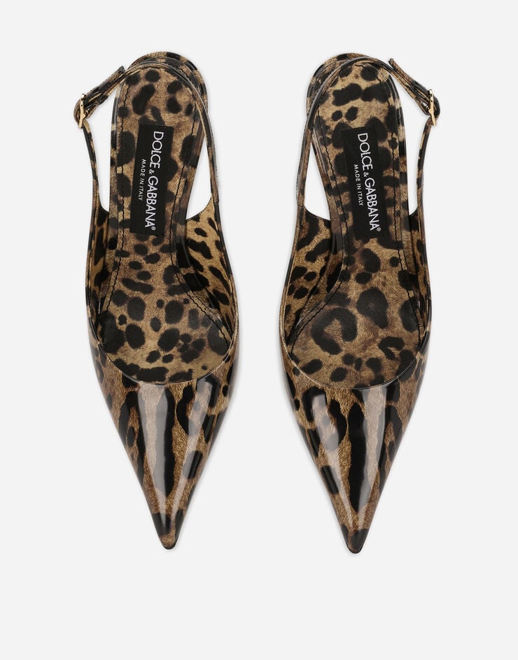 Dolce & Gabbana KIM DOLCE&GABBANA Polished calfskin slingbacks with leopard print Animal Print CG0621AM568