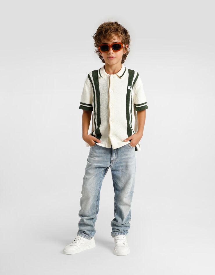 Dolce & Gabbana Knitted shirt with intarsia Multicolor L4KWG9JGMFD