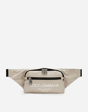 Dolce & Gabbana Gürteltasche aus Nylon mit gummiertem Logo Schwarz BM2331A8034