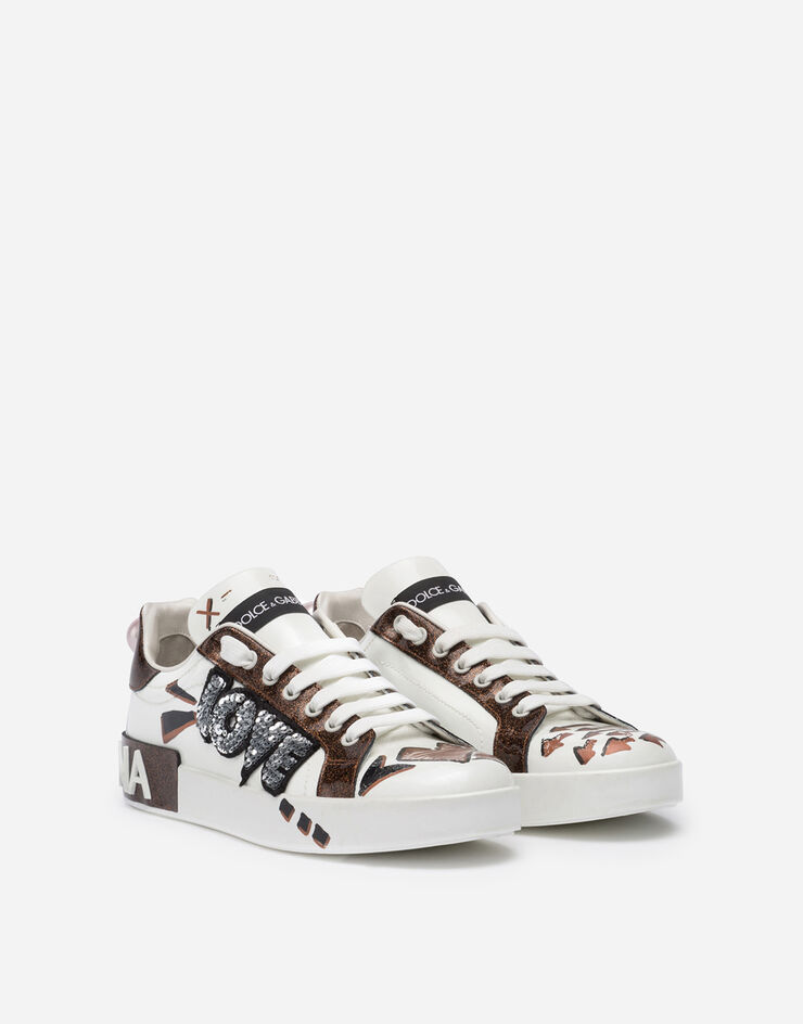 Dolce & Gabbana Portofino sneakers in nappa calfskin with love patch РАЗНОЦВЕТНЫЙ CK1544AX610