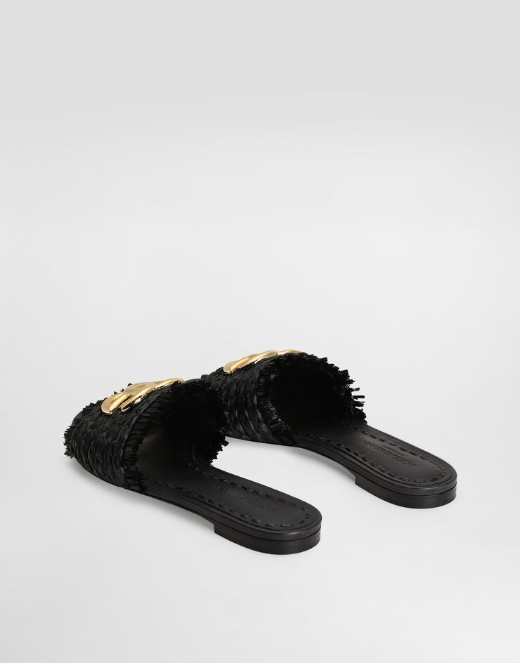 Dolce & Gabbana Woven raffia slippers with fringe Dolce & Gabbana Woven raffia slippers with fringe Black CQ0646AN217