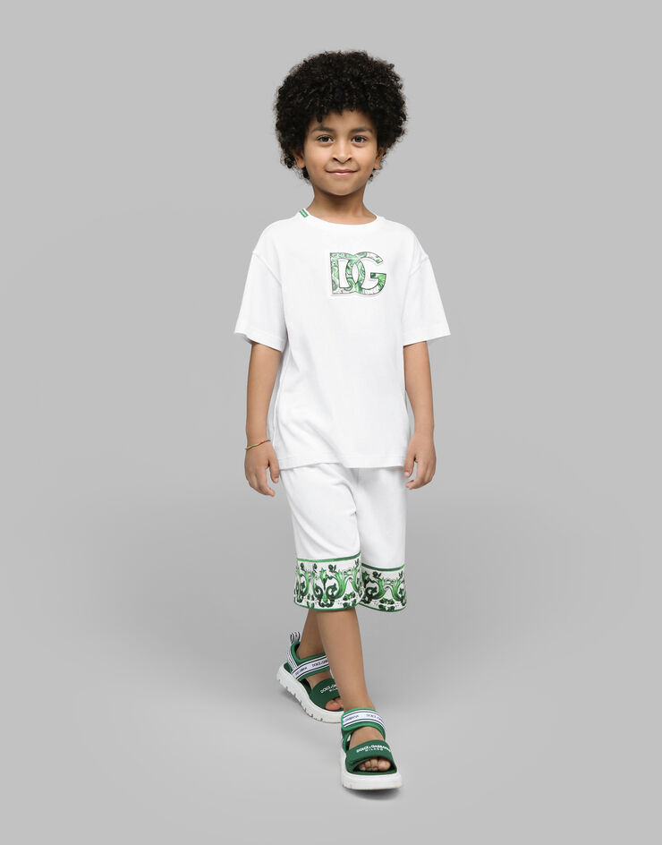 Dolce & Gabbana Jersey T-shirt with DG logo White L4JTHVG7NVC