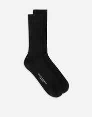 Dolce & Gabbana Ribbed cotton and wool socks Black GXS72TJFMX9