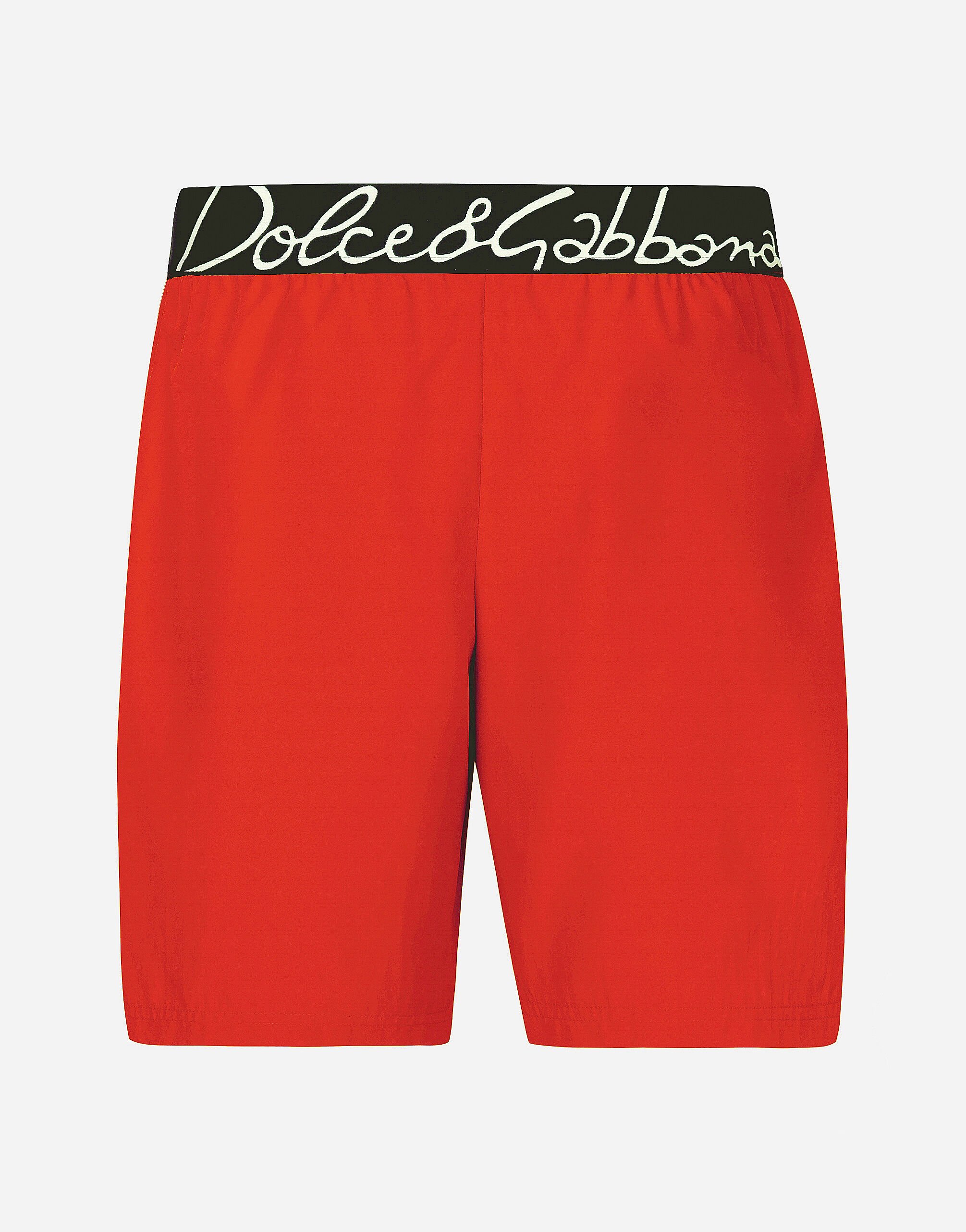 Dolce & Gabbana Mid-length swim trunks with Dolce&Gabbana logo Print M4A13TISMHF